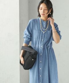SHIPS / シップス ロング・マキシ丈ワンピース | 〈洗濯機可能〉ライトオンス デニム ウエスト 切替 ワンピース