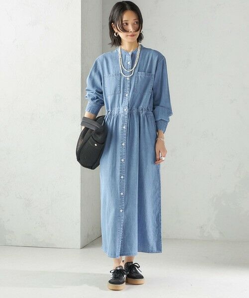 SHIPS / シップス ロング・マキシ丈ワンピース | 〈洗濯機可能〉ライトオンス デニム ウエスト 切替 ワンピース | 詳細6