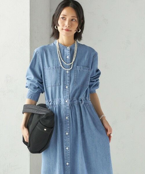 SHIPS / シップス ロング・マキシ丈ワンピース | 〈洗濯機可能〉ライトオンス デニム ウエスト 切替 ワンピース | 詳細8