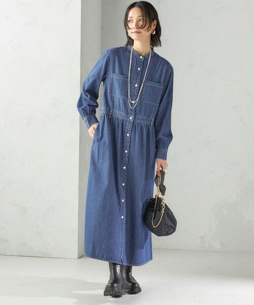 SHIPS / シップス ロング・マキシ丈ワンピース | 〈洗濯機可能〉ライトオンス デニム ウエスト 切替 ワンピース | 詳細24