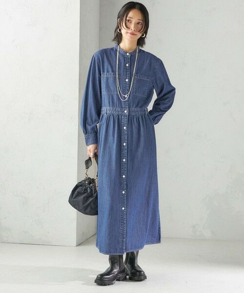 SHIPS / シップス ロング・マキシ丈ワンピース | 〈洗濯機可能〉ライトオンス デニム ウエスト 切替 ワンピース | 詳細18