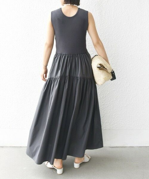 SHIPS / シップス ロング・マキシ丈ワンピース | 〈手洗い可能〉コットン リブ ノースリーブ × 布帛 スカート ワンピース | 詳細2