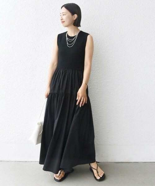SHIPS / シップス ロング・マキシ丈ワンピース | 〈手洗い可能〉コットン リブ ノースリーブ × 布帛 スカート ワンピース | 詳細20