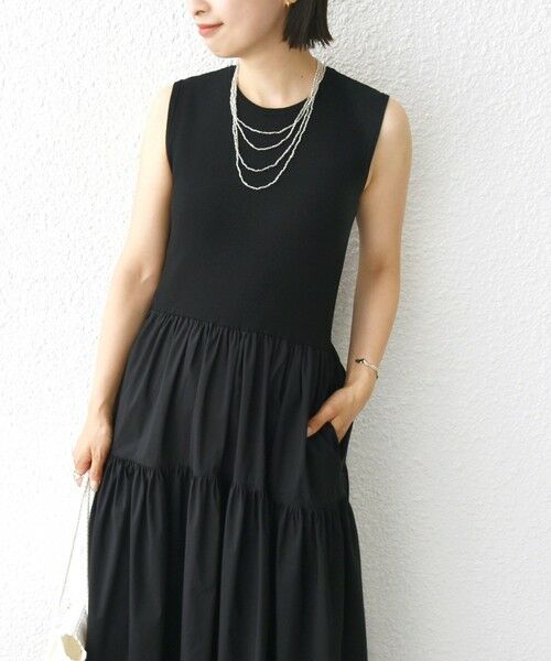 SHIPS / シップス ロング・マキシ丈ワンピース | 〈手洗い可能〉コットン リブ ノースリーブ × 布帛 スカート ワンピース | 詳細21