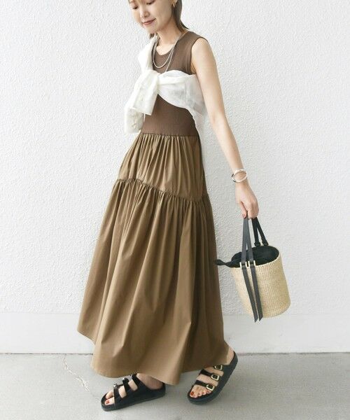 SHIPS / シップス ロング・マキシ丈ワンピース | 〈手洗い可能〉コットン リブ ノースリーブ × 布帛 スカート ワンピース | 詳細27