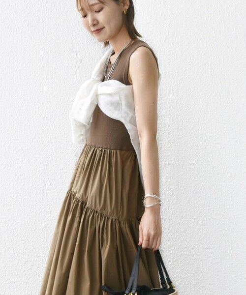 SHIPS / シップス ロング・マキシ丈ワンピース | 〈手洗い可能〉コットン リブ ノースリーブ × 布帛 スカート ワンピース | 詳細29