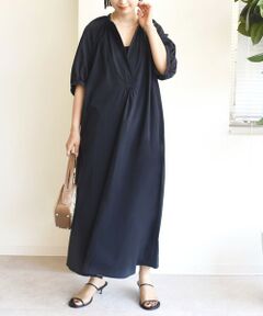 SHIPS / シップス ロング・マキシ丈ワンピース | 〈手洗い可能〉RENU ソフト タイプライター ギャザー ワンピース