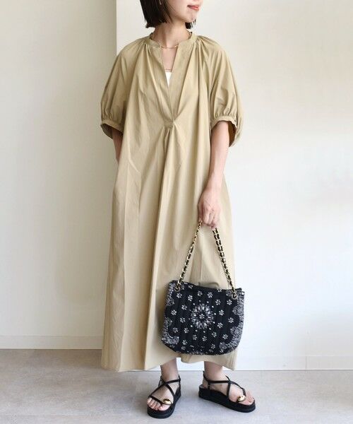 SHIPS / シップス ロング・マキシ丈ワンピース | 〈手洗い可能〉RENU ソフト タイプライター ギャザー ワンピース | 詳細10