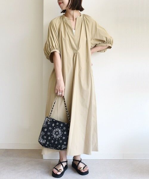 SHIPS / シップス ロング・マキシ丈ワンピース | 〈手洗い可能〉RENU ソフト タイプライター ギャザー ワンピース | 詳細12