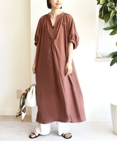 SHIPS / シップス ロング・マキシ丈ワンピース | 〈手洗い可能〉RENU ソフト タイプライター ギャザー ワンピース | 詳細25