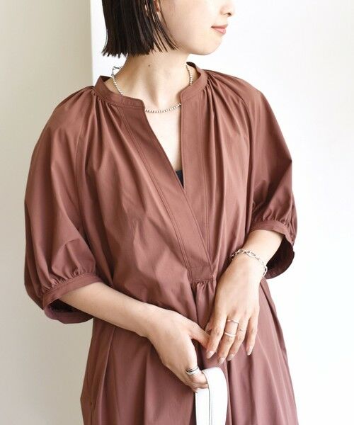 SHIPS / シップス ロング・マキシ丈ワンピース | 〈手洗い可能〉RENU ソフト タイプライター ギャザー ワンピース | 詳細30