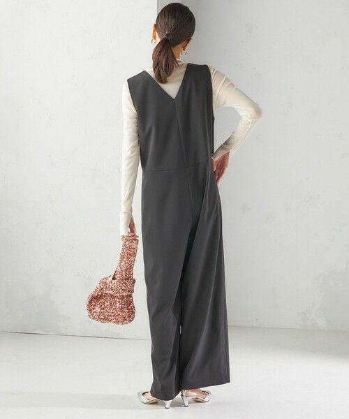 SHIPS / シップス サロペット・オールインワン | little black: 〈洗濯機可能〉ストレッチ ツイル フロント釦  Vネック オールインワン（セレモニー対応可） | 詳細4