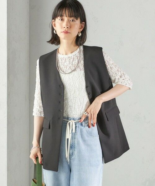 SHIPS / シップス ベスト | 〈手洗い可能〉ハイカウント ダブルクロス ジレ | 詳細8