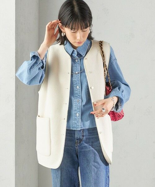 SHIPS / シップス ベスト | 〈手洗い可能〉ボア フリース リバーシブル ベスト | 詳細14