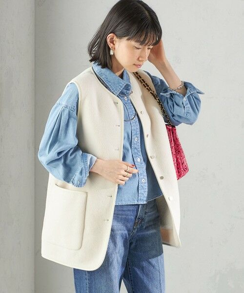 SHIPS / シップス ベスト | 〈手洗い可能〉ボア フリース リバーシブル ベスト | 詳細17