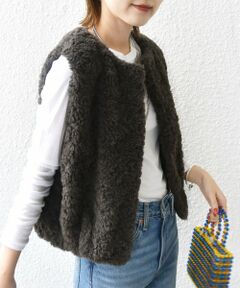 SHIPS / シップス ベスト | ランダム ファー ショート ジレ
