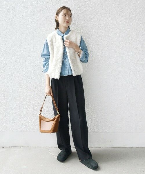 SHIPS / シップス ベスト | ランダム ファー ショート ジレ | 詳細1