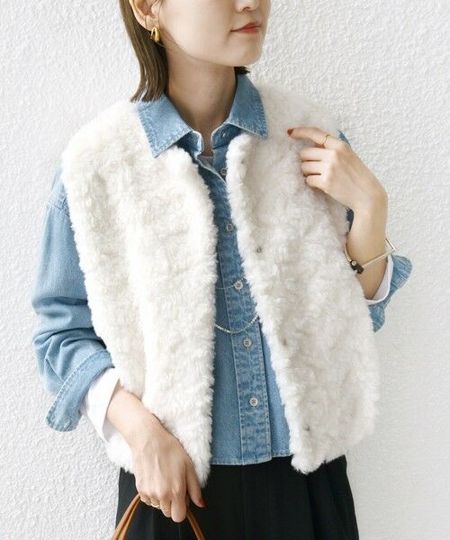 SHIPS / シップス ベスト | ランダム ファー ショート ジレ | 詳細5