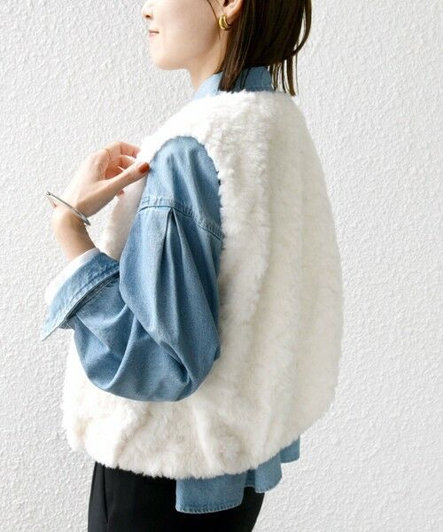 SHIPS / シップス ベスト | ランダム ファー ショート ジレ | 詳細6