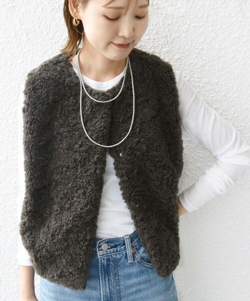 SHIPS / シップス ベスト | ランダム ファー ショート ジレ | 詳細23