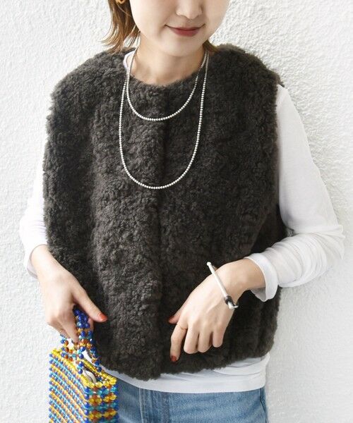 SHIPS / シップス ベスト | ランダム ファー ショート ジレ | 詳細27