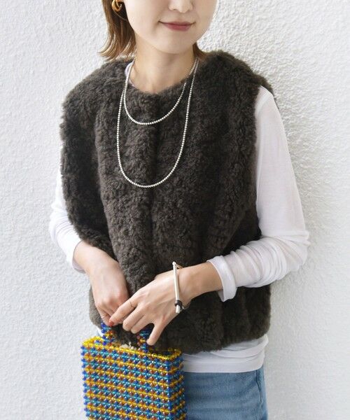 SHIPS / シップス ベスト | ランダム ファー ショート ジレ | 詳細28