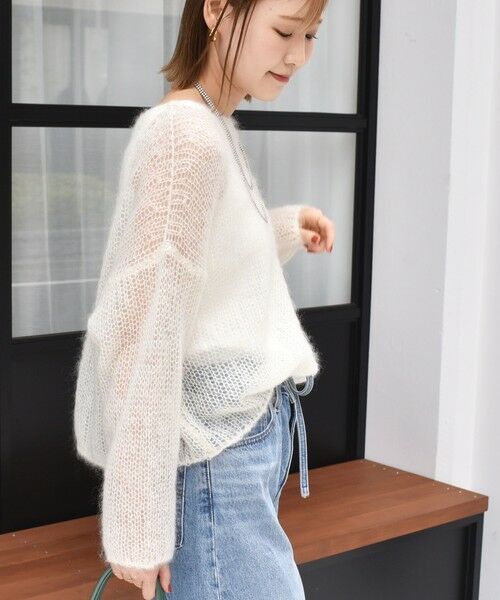 SHIPS / シップス ニット・セーター | モヘヤ メッシュ プルオーバー(オフホワイト)