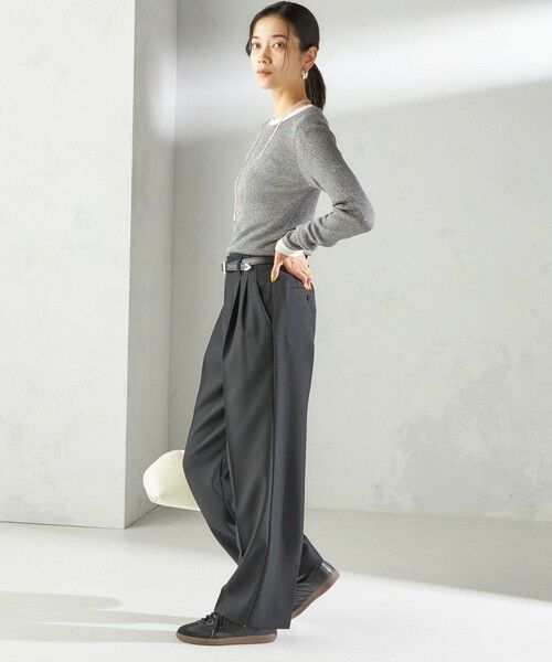 SHIPS / シップス ニット・セーター | 〈手洗い可能〉ラメ シアー リブ ニット プルオーバー | 詳細3