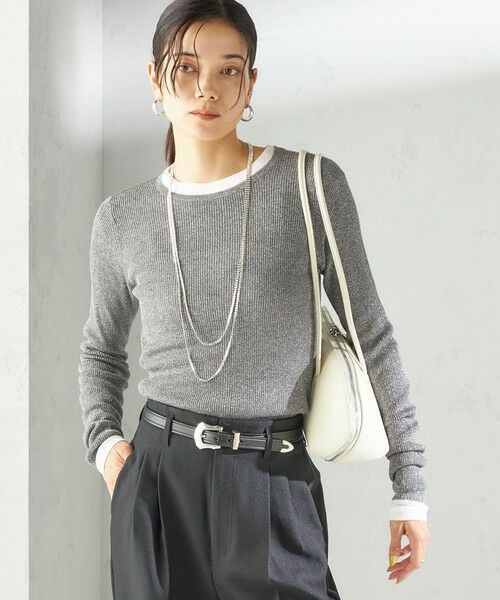 SHIPS / シップス ニット・セーター | 〈手洗い可能〉ラメ シアー リブ ニット プルオーバー | 詳細7