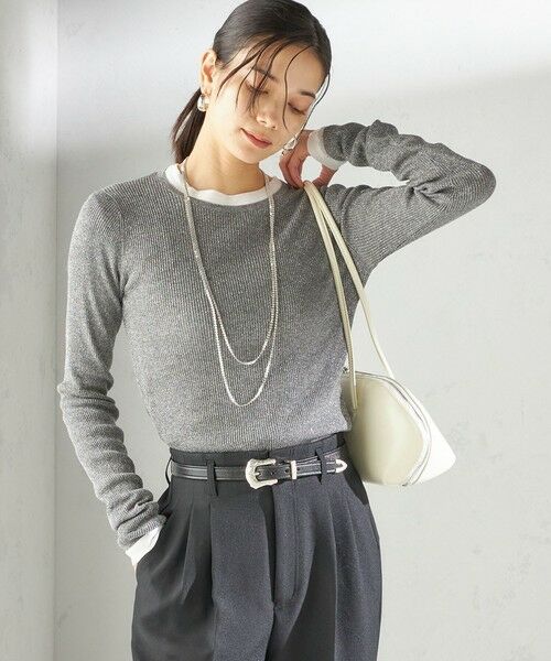 SHIPS / シップス ニット・セーター | 〈手洗い可能〉ラメ シアー リブ ニット プルオーバー | 詳細8