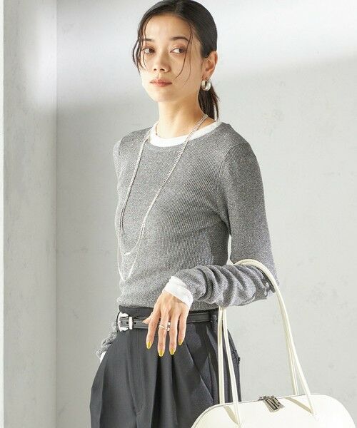 SHIPS / シップス ニット・セーター | 〈手洗い可能〉ラメ シアー リブ ニット プルオーバー | 詳細9