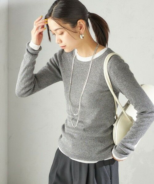 SHIPS / シップス ニット・セーター | 〈手洗い可能〉ラメ シアー リブ ニット プルオーバー(グレー)