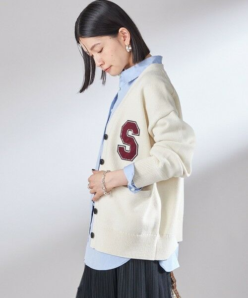 SHIPS / シップス カーディガン・ボレロ | 〈手洗い可能〉サガラ ワッペン レタード カーディガン | 詳細15