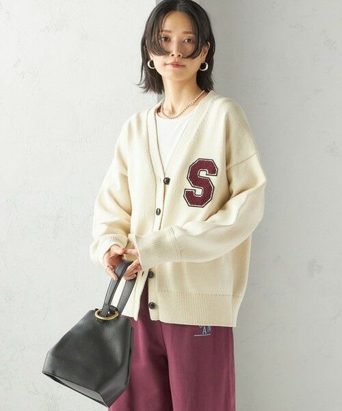 SHIPS / シップス カーディガン・ボレロ | 〈手洗い可能〉サガラ ワッペン レタード カーディガン | 詳細6