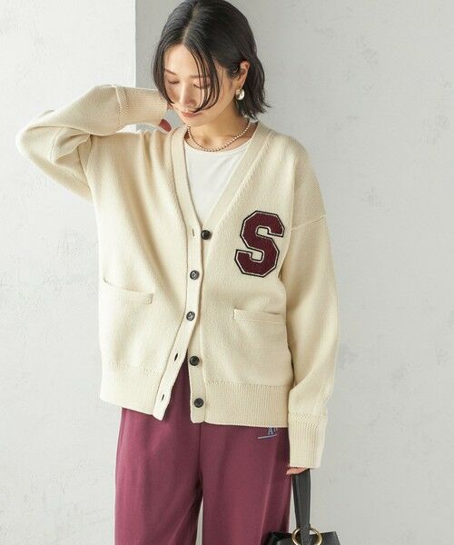 SHIPS / シップス カーディガン・ボレロ | 〈手洗い可能〉サガラ ワッペン レタード カーディガン | 詳細7