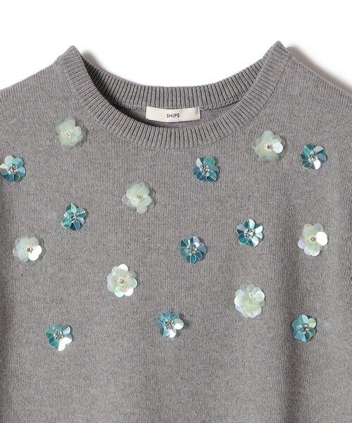 SHIPS / シップス ニット・セーター | 〈手洗い可能〉フラワー ビジュー ショート スリーブ ニット プルオーバー | 詳細13