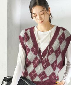 SHIPS / シップス ベスト | 〈手洗い可能〉ディープ Vネック アーガイル ベスト