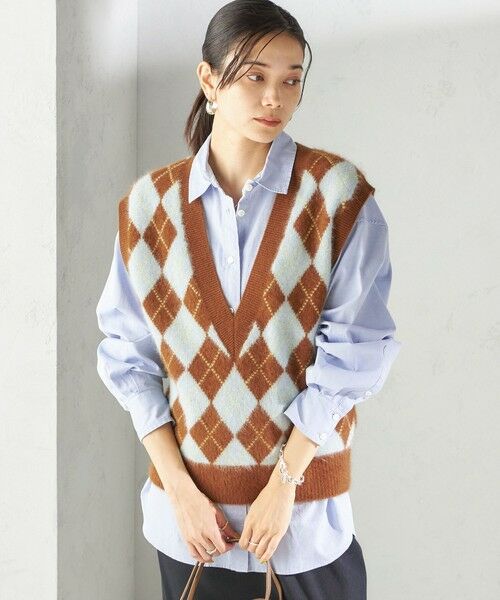 SHIPS / シップス ベスト | 〈手洗い可能〉ディープ Vネック アーガイル ベスト | 詳細12