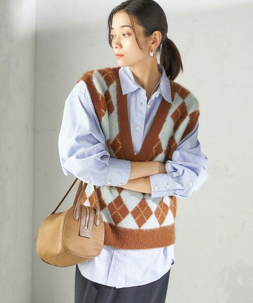 SHIPS / シップス ベスト | 〈手洗い可能〉ディープ Vネック アーガイル ベスト | 詳細13