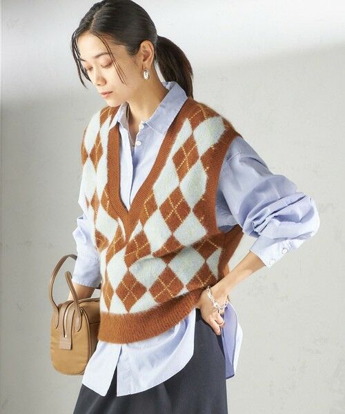 SHIPS / シップス ベスト | 〈手洗い可能〉ディープ Vネック アーガイル ベスト | 詳細8