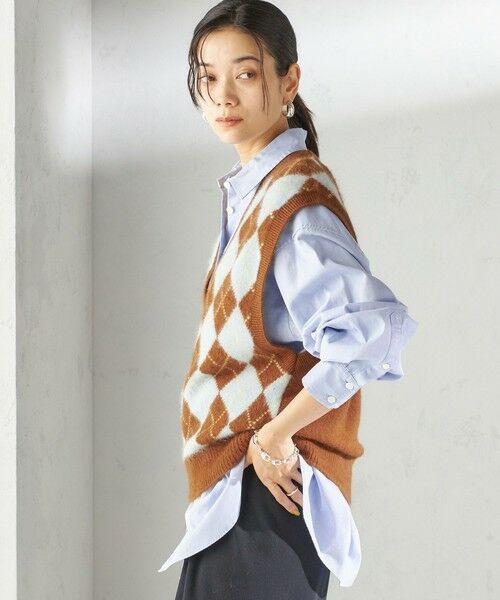 SHIPS / シップス ベスト | 〈手洗い可能〉ディープ Vネック アーガイル ベスト | 詳細9