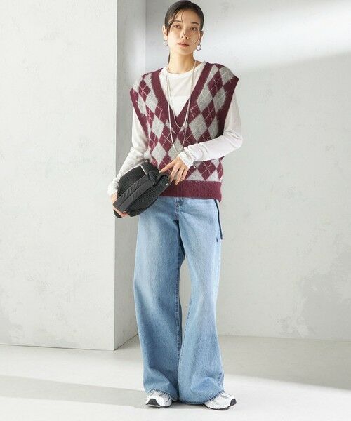 SHIPS / シップス ベスト | 〈手洗い可能〉ディープ Vネック アーガイル ベスト | 詳細25