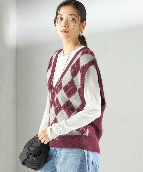 SHIPS / シップス ベスト | 〈手洗い可能〉ディープ Vネック アーガイル ベスト | 詳細28