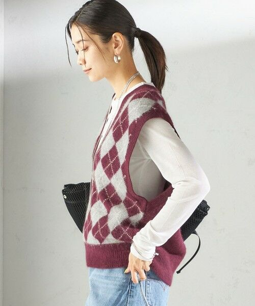 SHIPS / シップス ベスト | 〈手洗い可能〉ディープ Vネック アーガイル ベスト | 詳細29