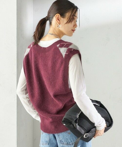 SHIPS / シップス ベスト | 〈手洗い可能〉ディープ Vネック アーガイル ベスト | 詳細30