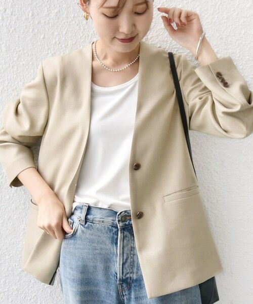 SHIPS / シップス ノーカラージャケット | 《一部追加予約》〈手洗い可能〉TUMUGITO(R) シャーク ツイード カラーレス ジャケット | 詳細12