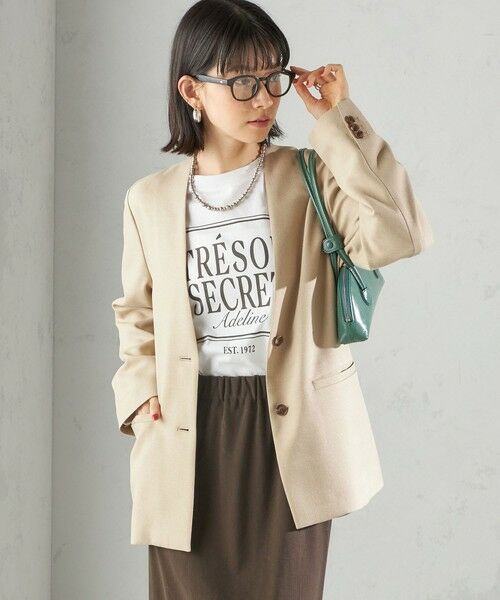 SHIPS / シップス ノーカラージャケット | 《一部追加予約》〈手洗い可能〉TUMUGITO(R) シャーク ツイード カラーレス ジャケット | 詳細5