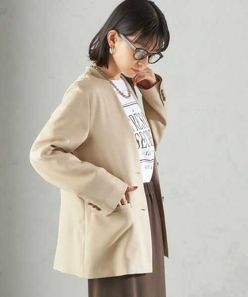 SHIPS / シップス ノーカラージャケット | 《一部追加予約》〈手洗い可能〉TUMUGITO(R) シャーク ツイード カラーレス ジャケット | 詳細7