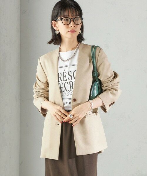 SHIPS / シップス ノーカラージャケット | 《一部追加予約》〈手洗い可能〉TUMUGITO(R) シャーク ツイード カラーレス ジャケット | 詳細8