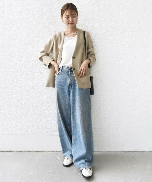 SHIPS / シップス ノーカラージャケット | 《一部追加予約》〈手洗い可能〉TUMUGITO(R) シャーク ツイード カラーレス ジャケット | 詳細9